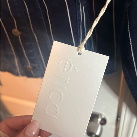 Etíca denim pinstriped blue denim jacket NWT SIZE SMALL - Picture 2 of 3